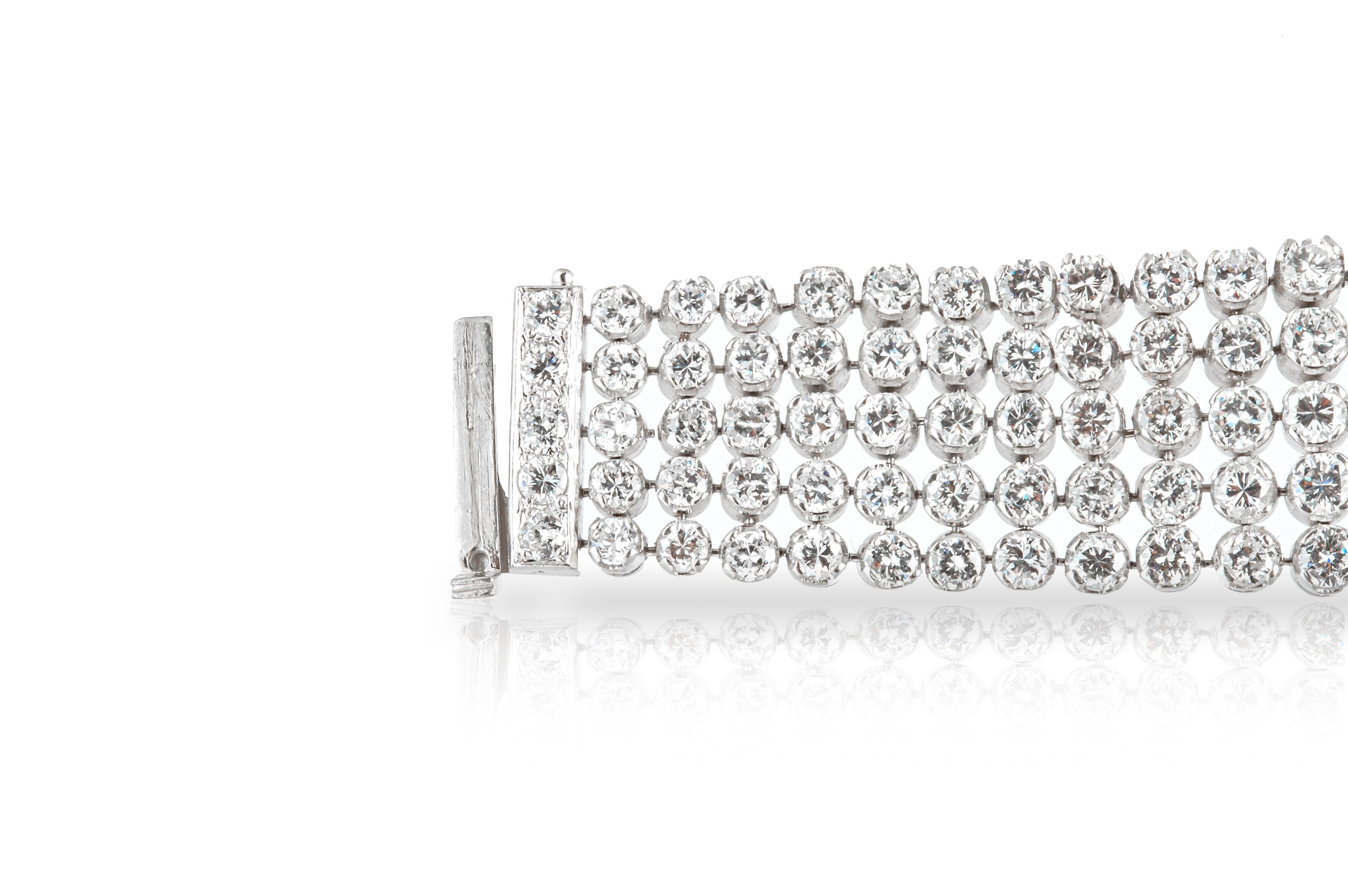 Women's Platinum Diamond Bracelet For Sale