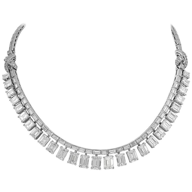 Platinum Diamond Bracelet, Necklace Combination For Sale at 1stdibs