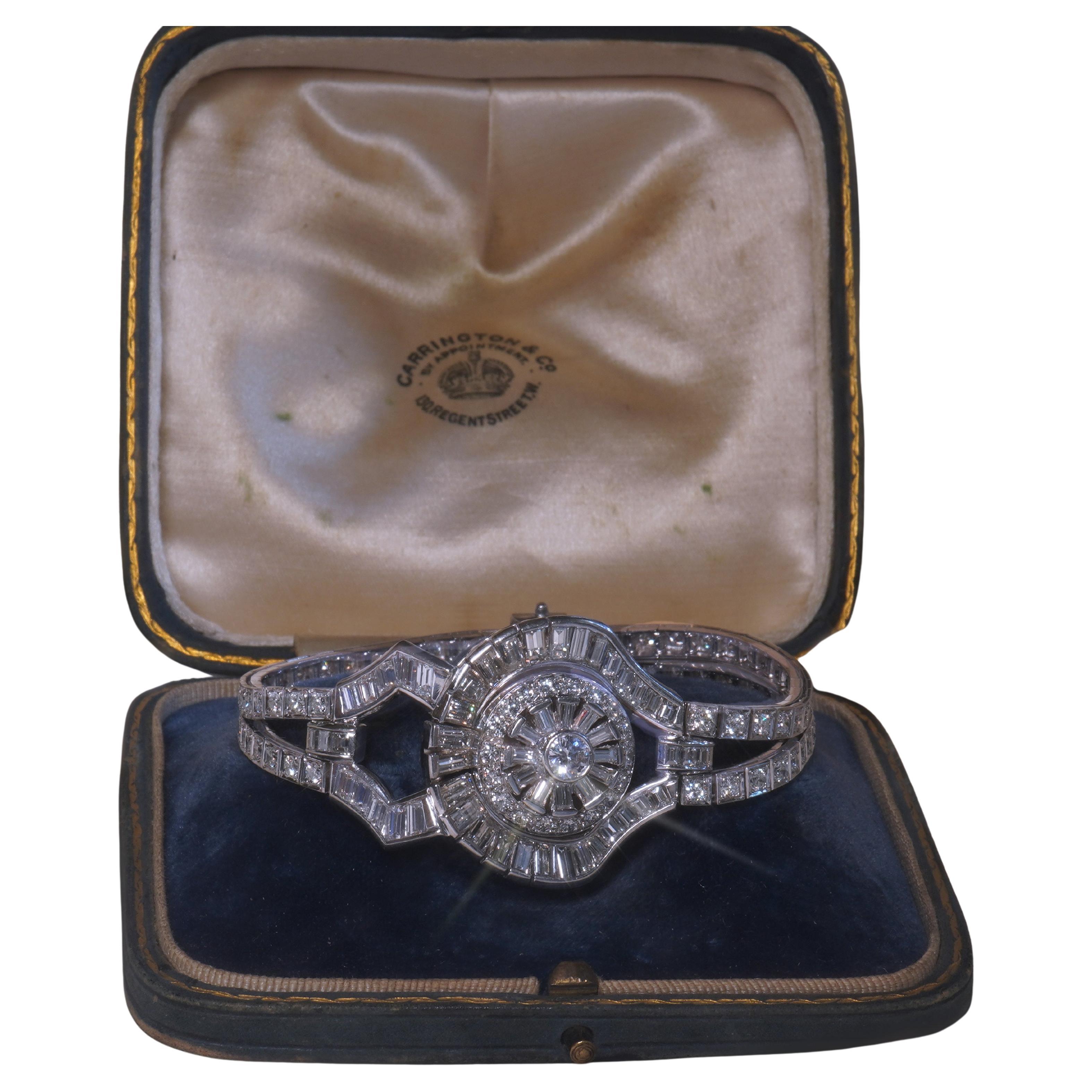 Platino Diamante Pulsera Vintage Pery Reloj GIA Deco VVS Raro Fino 10,04 Quilates en venta 6