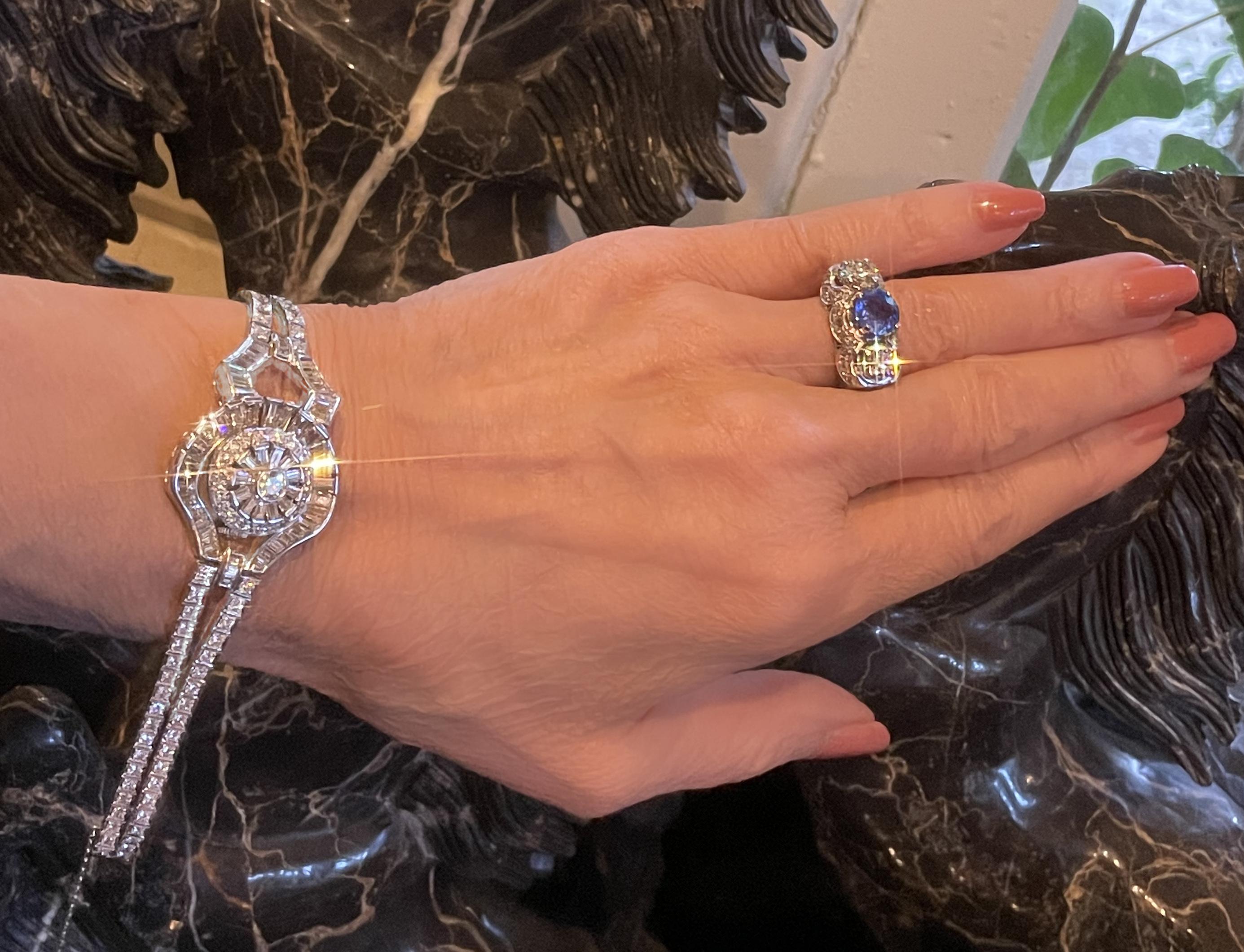 Platino Diamante Pulsera Vintage Pery Reloj GIA Deco VVS Raro Fino 10,04 Quilates en Bueno estado para la venta en Sylvania, GA