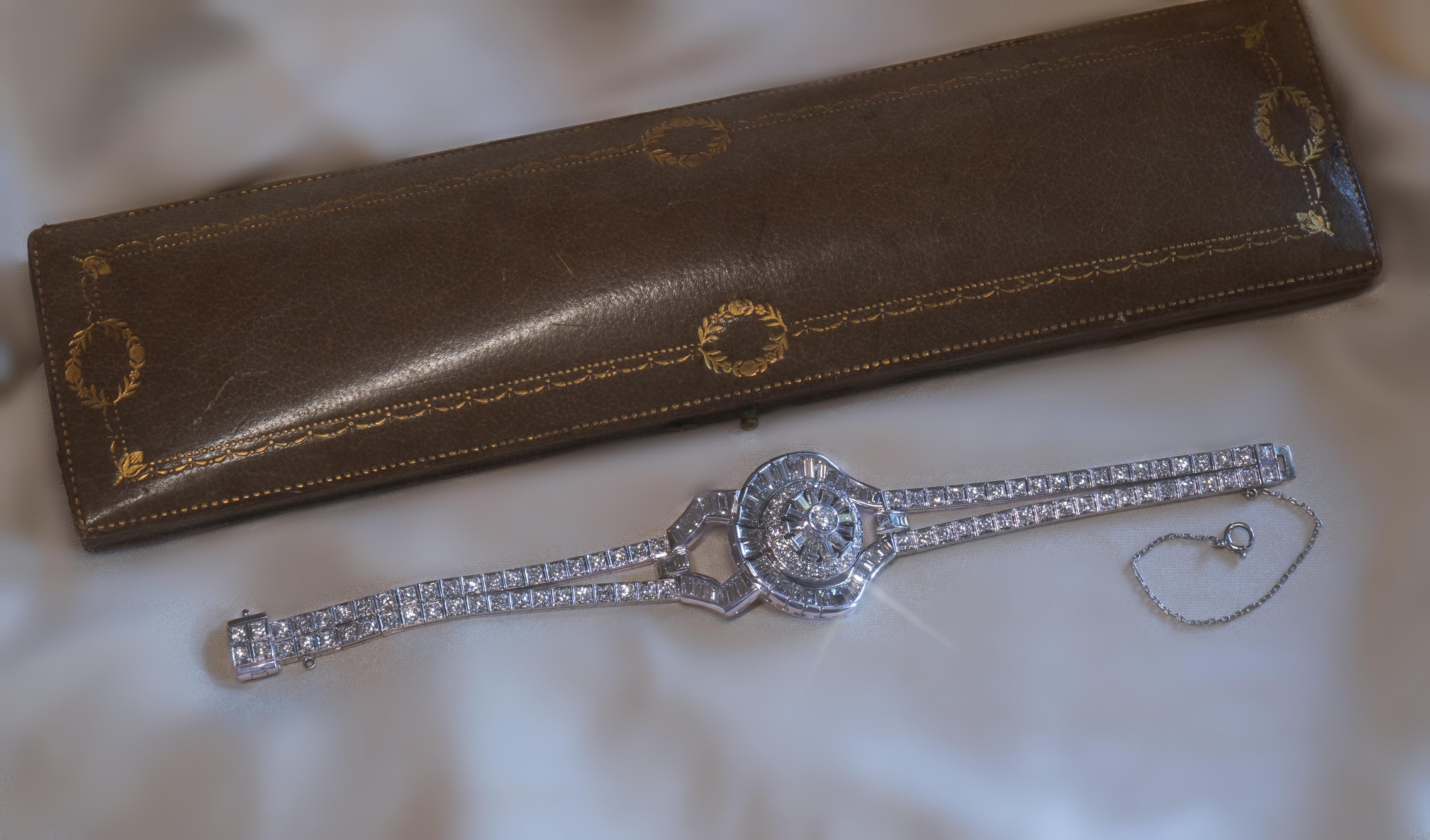 Platino Diamante Pulsera Vintage Pery Reloj GIA Deco VVS Raro Fino 10,04 Quilates en venta 2
