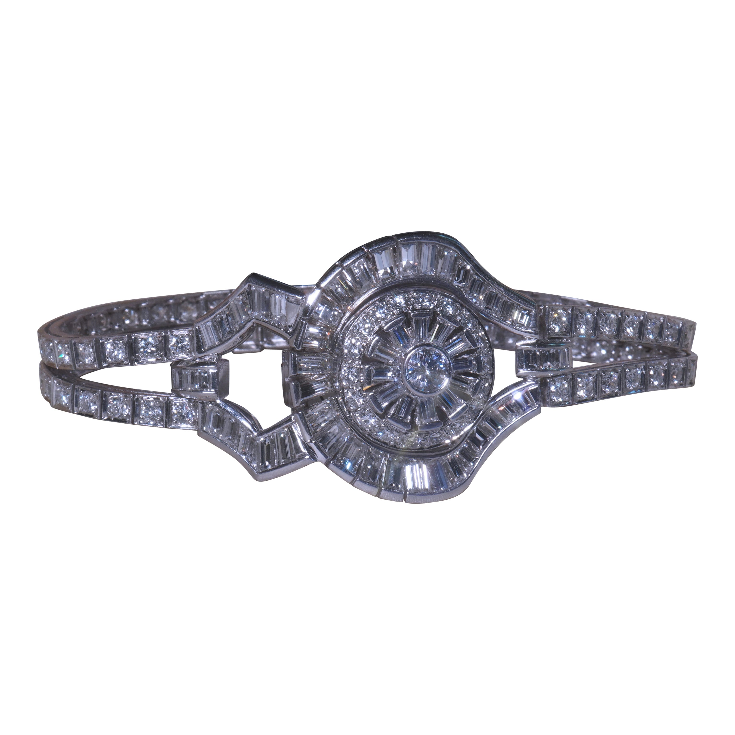 Platinum Diamond Bracelet Vintage Pery Watch GIA Deco VVS Rare Fine 10.04 Carats