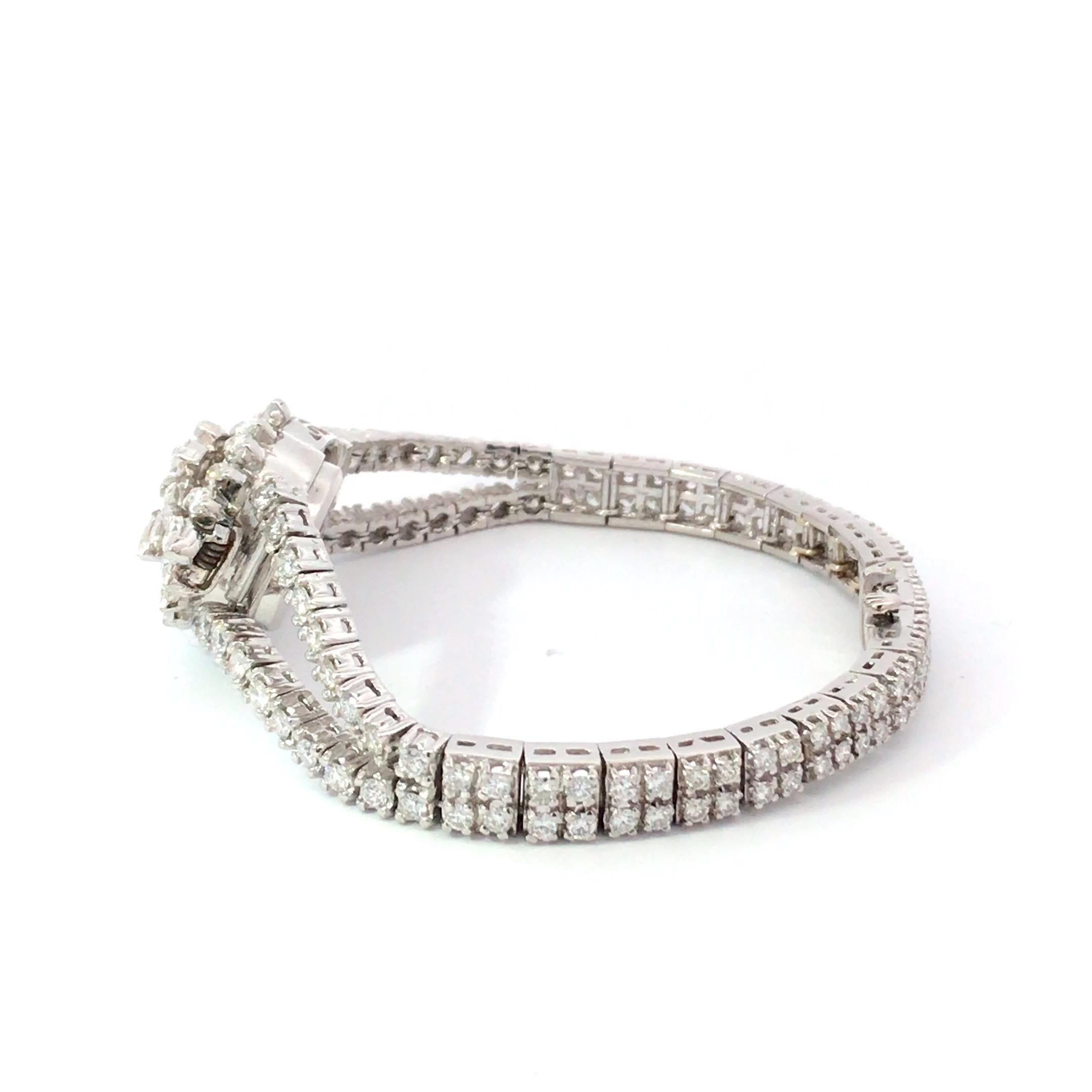 Women's or Men's Platinum Diamond Bracelet Watch For Sale