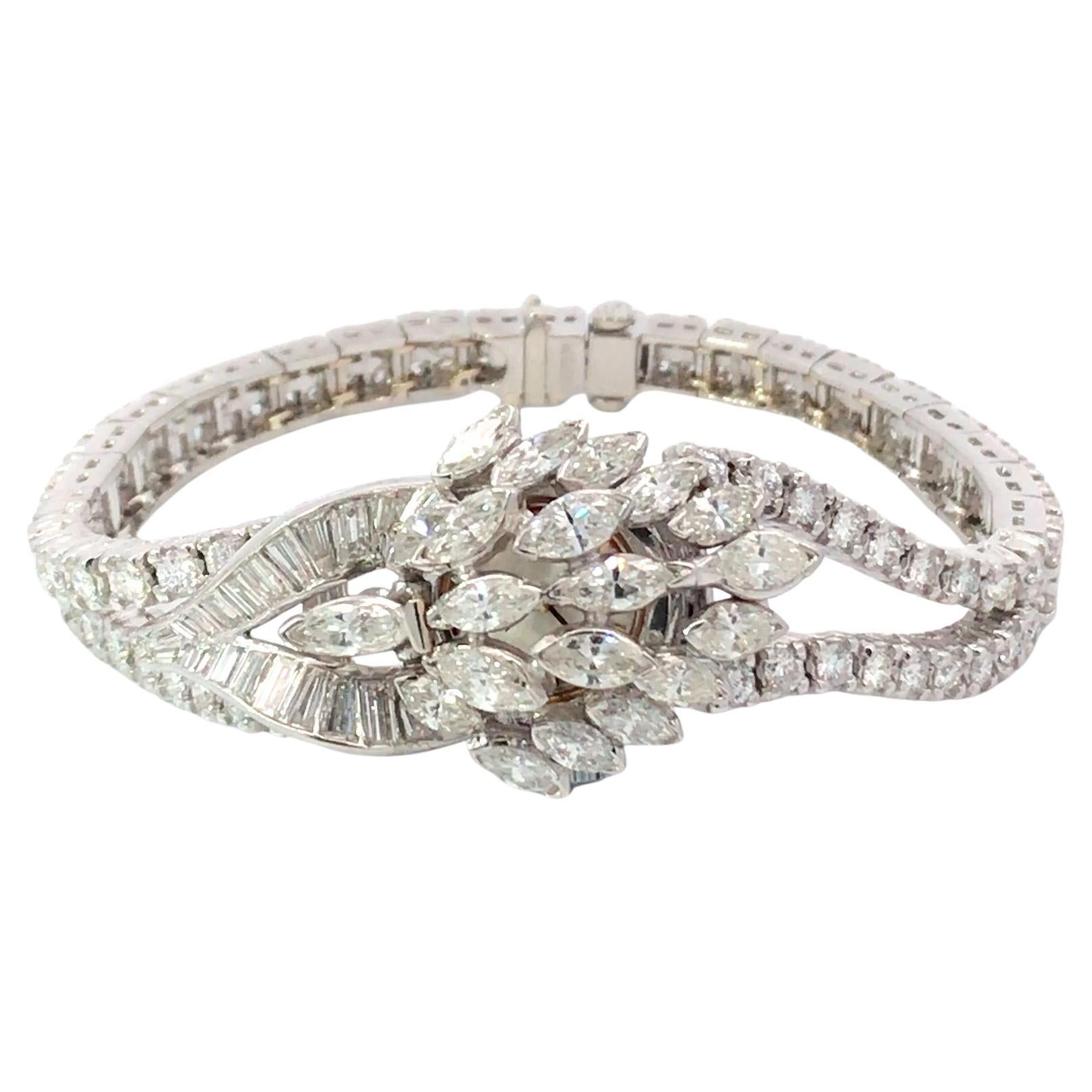 Platinum Diamond Bracelet Watch For Sale