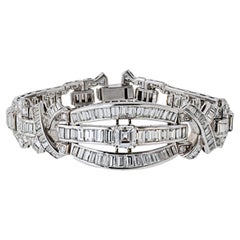 Platinum Diamond Bracelet With Emerald Cut, Baguette Cut and Round Cut Diamonds