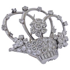 Platinum Diamond Bridal Basket Brooch Clip