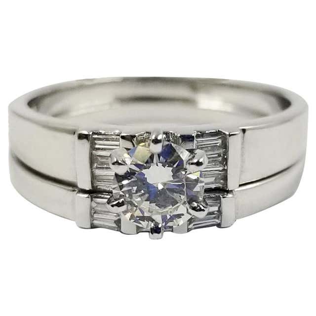 Diamond Solitaire with Sapphire Side Stones at 1stDibs