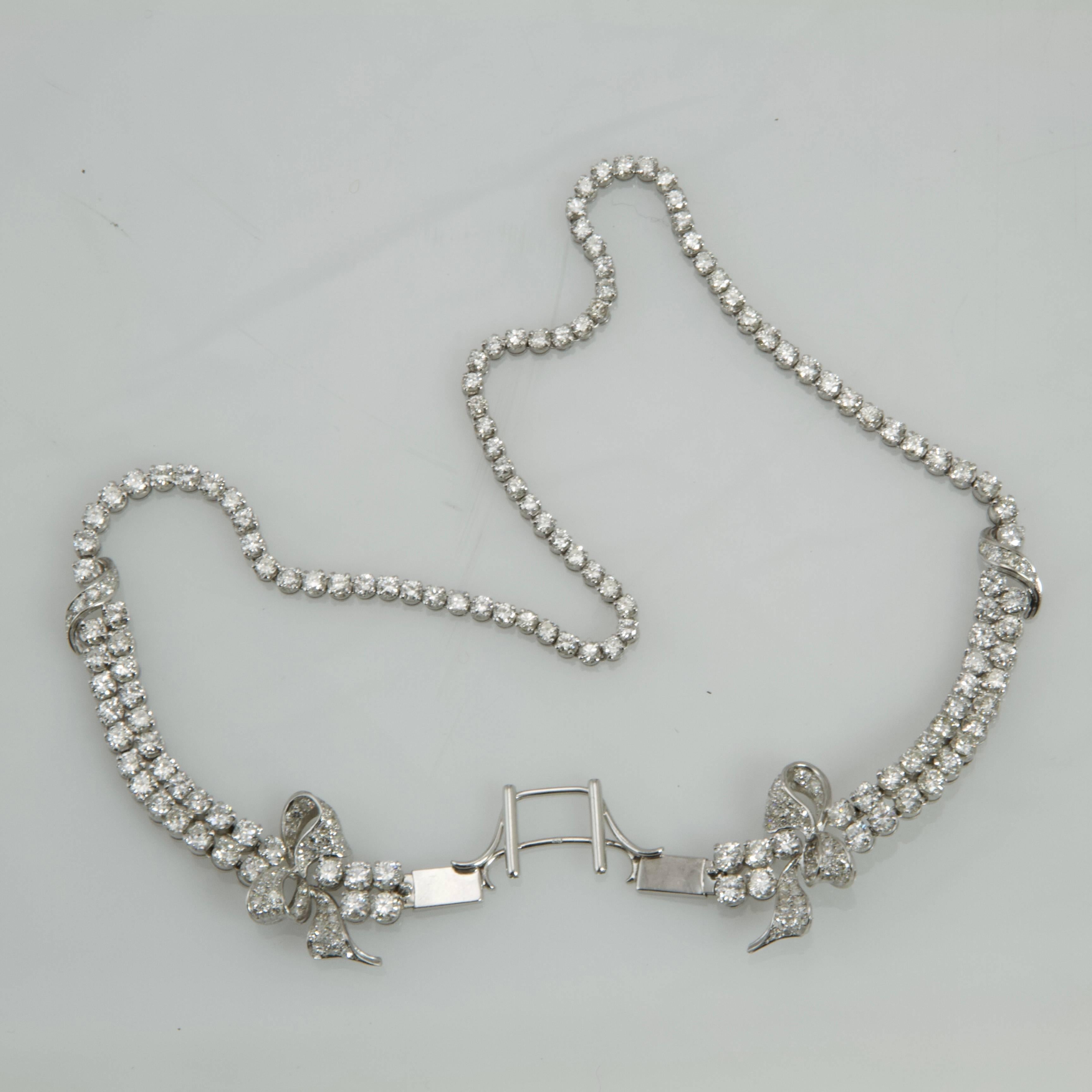 Diamond Platinum Brooch Necklace 6