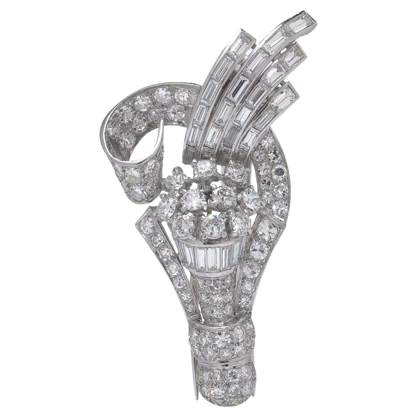 Broche de platino y diamantes Circa años 30