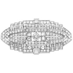 Platinum Diamond Brooch with 18 Karat Needle