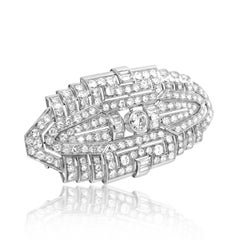 Platinum Diamond Brooch with 18 Karat Needle