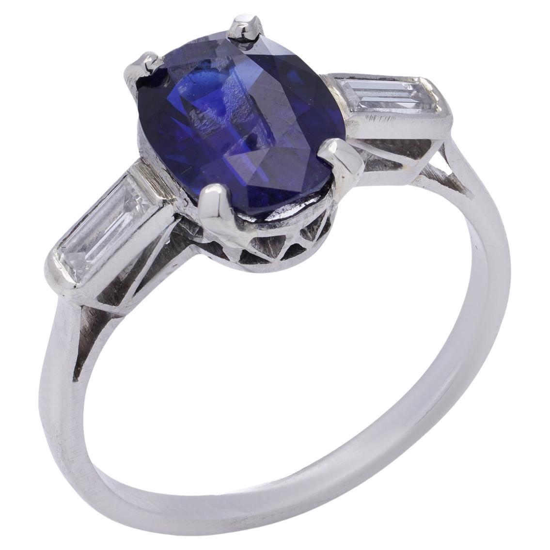 Platinum oval - cut 2.39 ct. NATURAL SAPPHIRE Ring ( Not heated ) BURMA