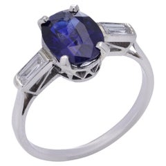 Platinum oval - cut 2.39 ct. NATURAL SAPPHIRE Ring ( Not heated ) BURMA
