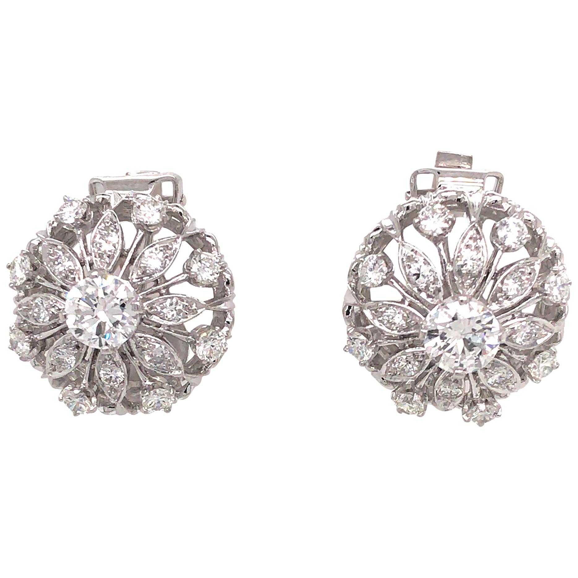 Platinum Diamond Button Clip-On Earrings