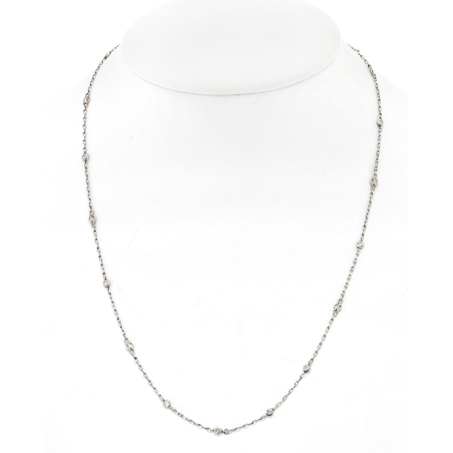 Platin Diamant by the Yard Vintage Kettenhalsbandlce 0,50cttw 10 Rundschliff Damen