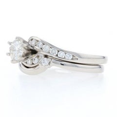 Platinum Diamond Bypass Ring and Wedding Band Round Brilliant .68 Carat