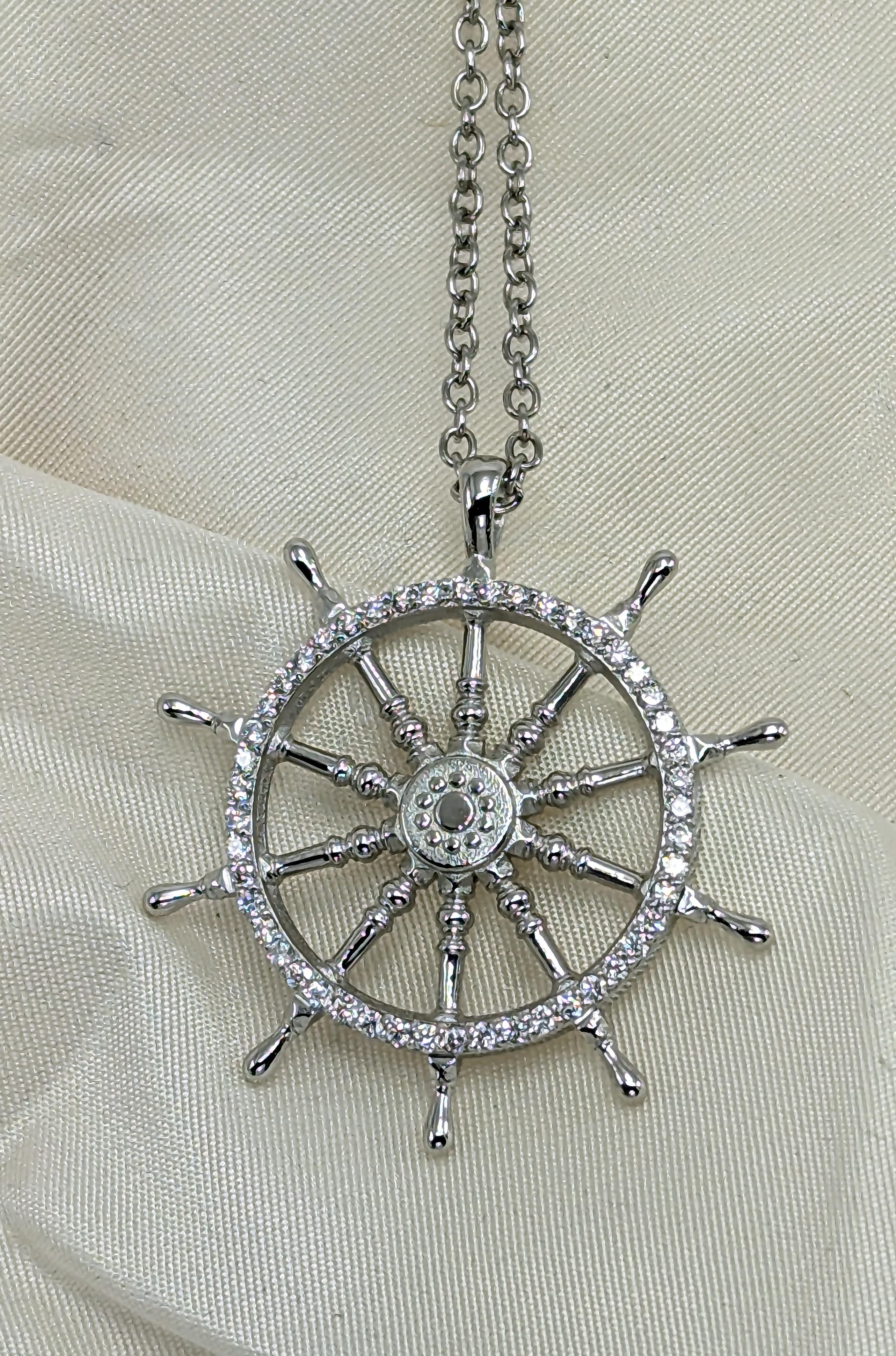  Platinum and Diamond Captain Sailors Diamond Wheel Pendant, For you  sailors ,water, and wind lovers. Tiffany Designer , Thomas Kurilla has not forgotten you mates. Calling all ocean lovers. Get on the water or in the water, don't just stand there