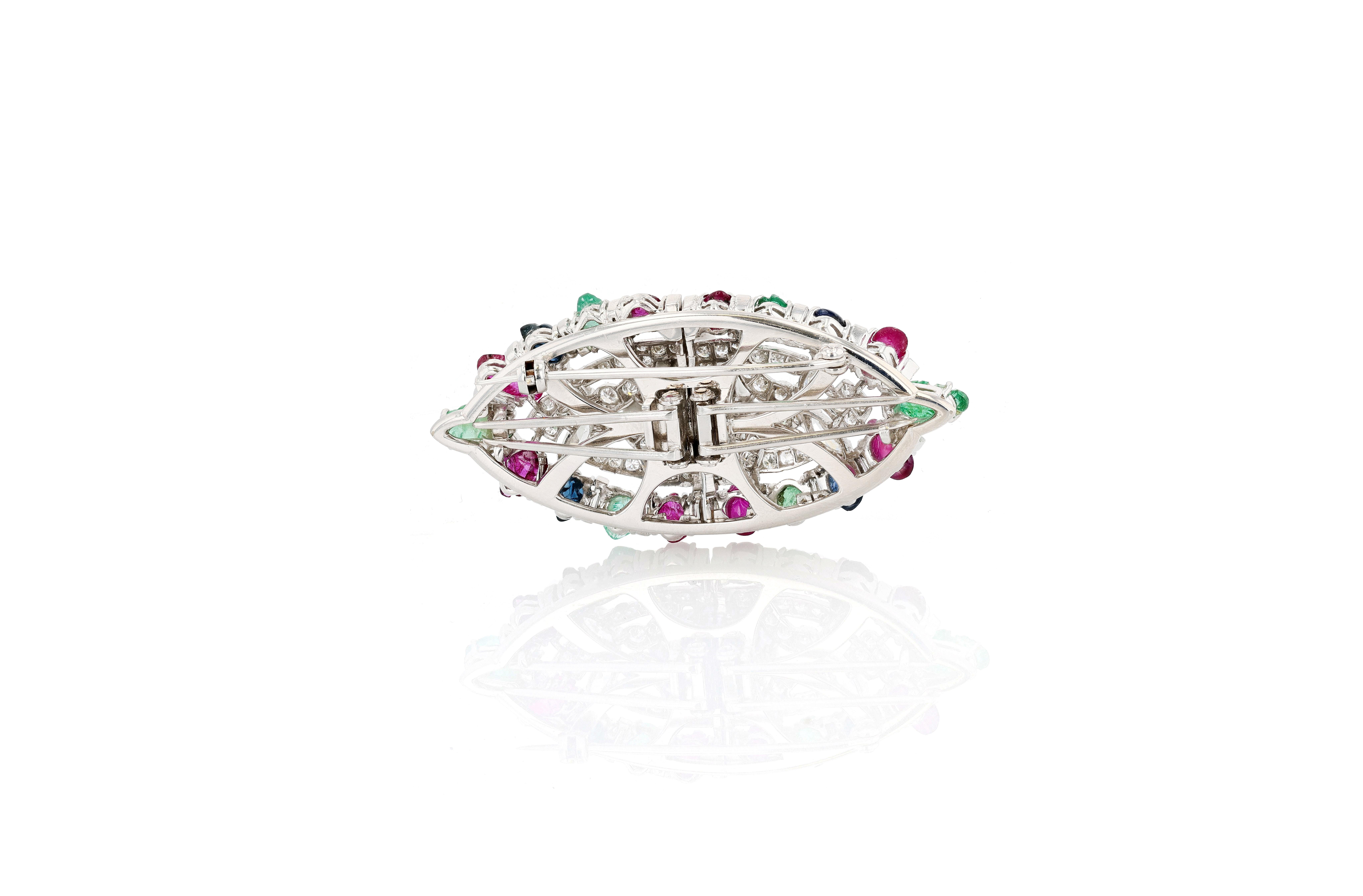 Platinum, Diamond, Carved Ruby, Carved Emerald, A… - image 2