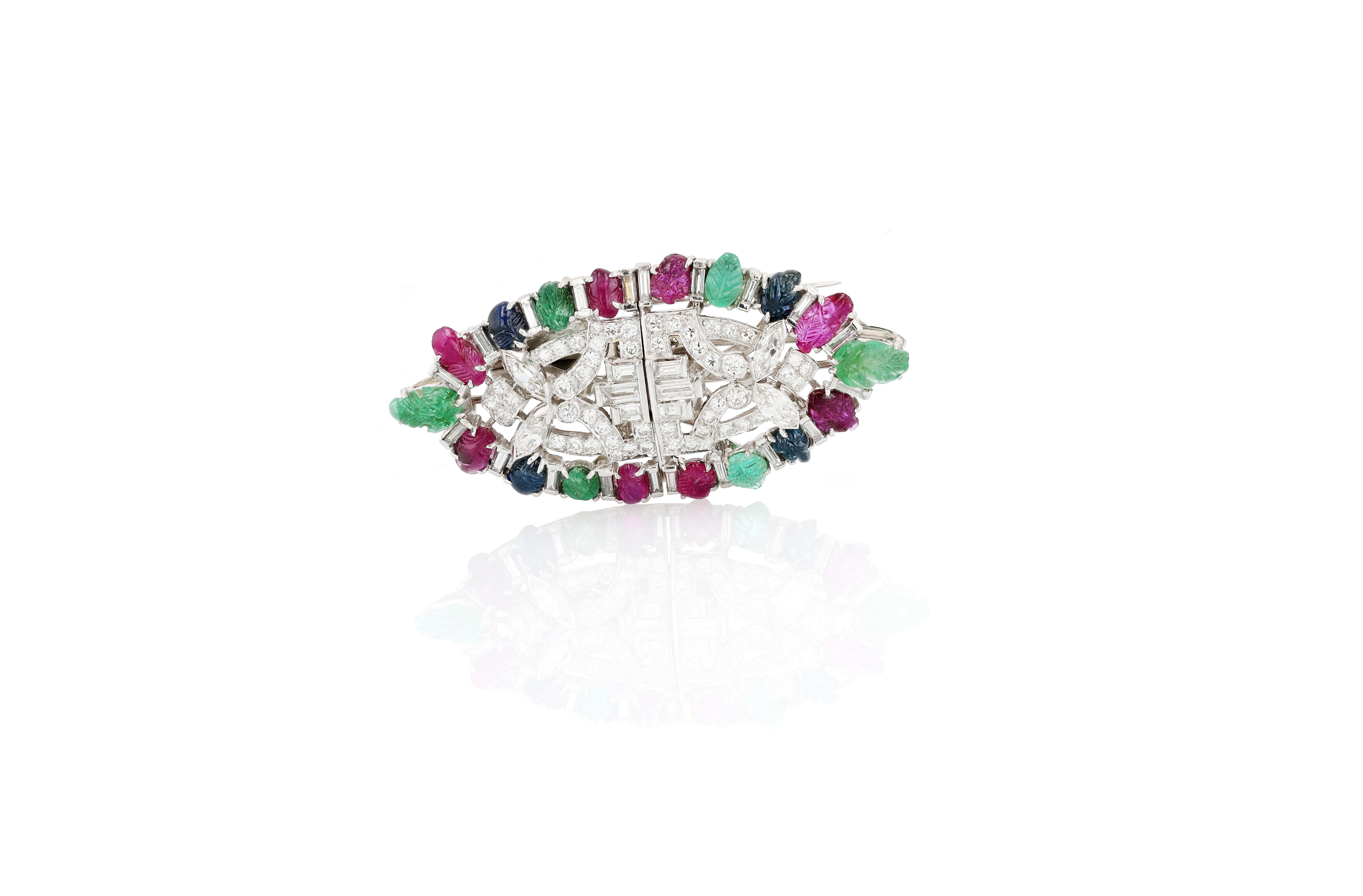 Platinum, Diamond, Carved Ruby, Carved Emerald, A… - image 5