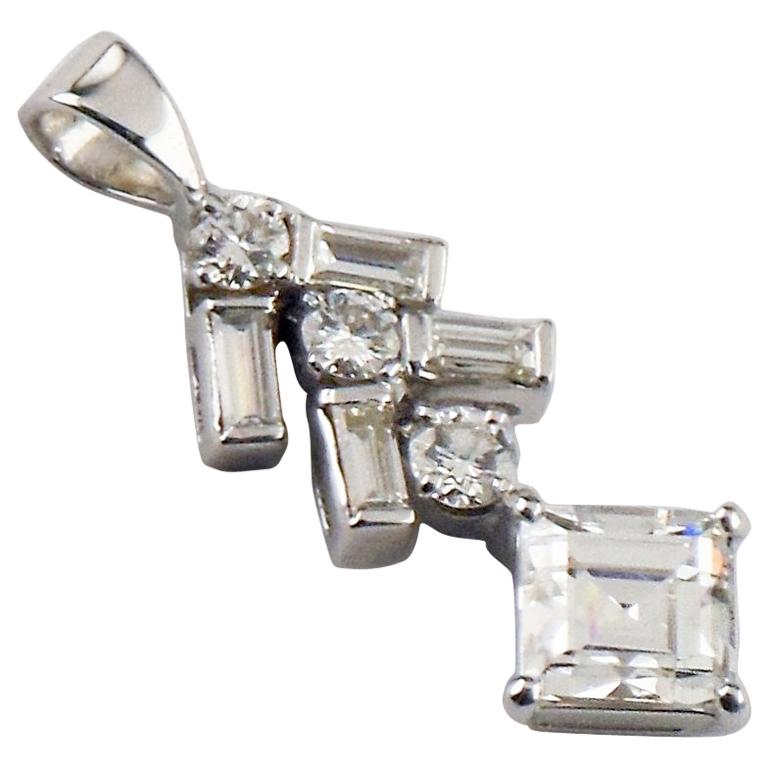 Platinum Diamond Cascading Pendant TDW, 1.40 Carat, G Color, VS Clarity For Sale