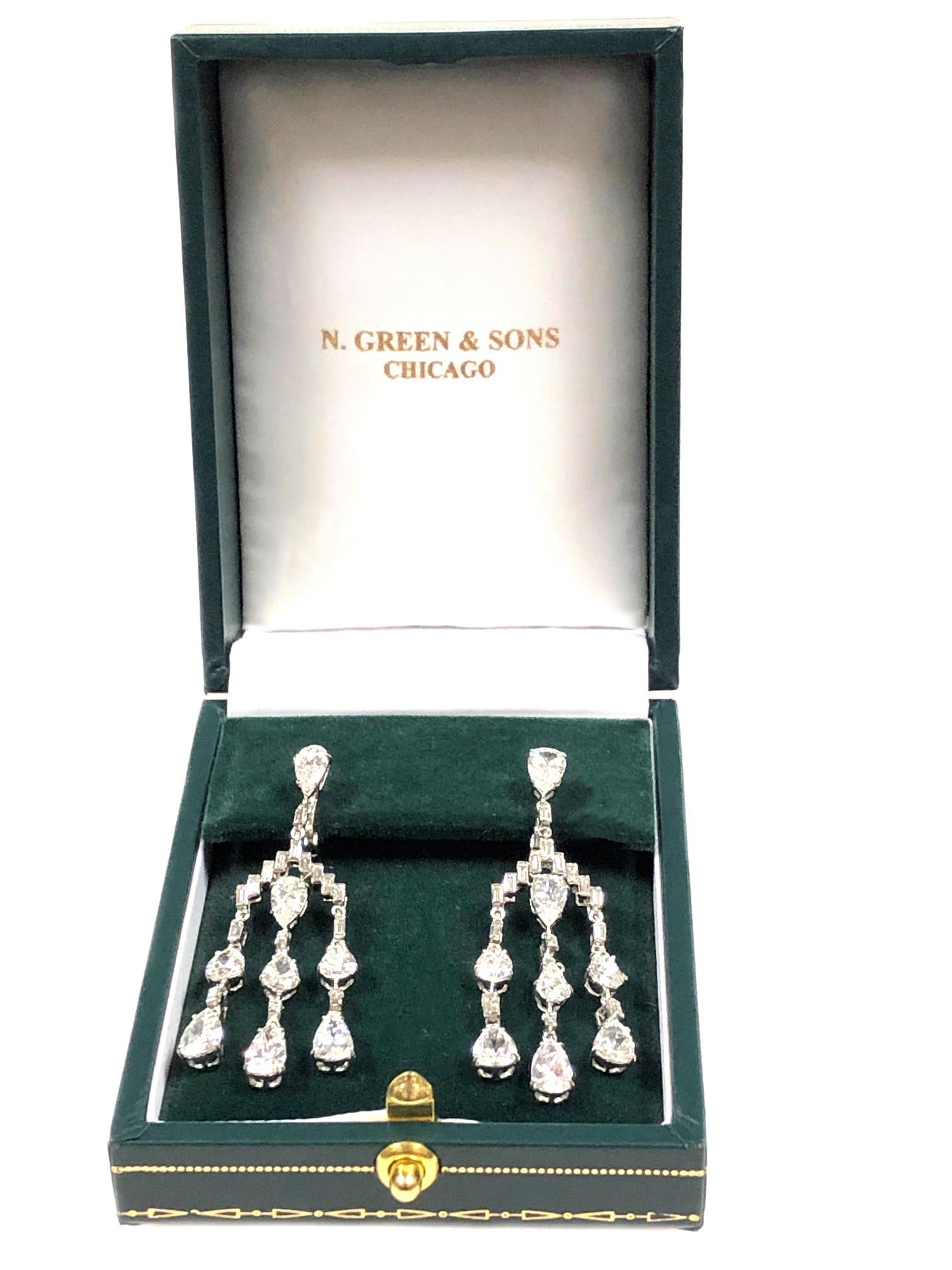 Women's Platinum Diamond Chandelier Earrings For Sale