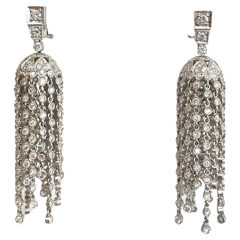 Platinum Diamond Chandelier Tassel Earrings