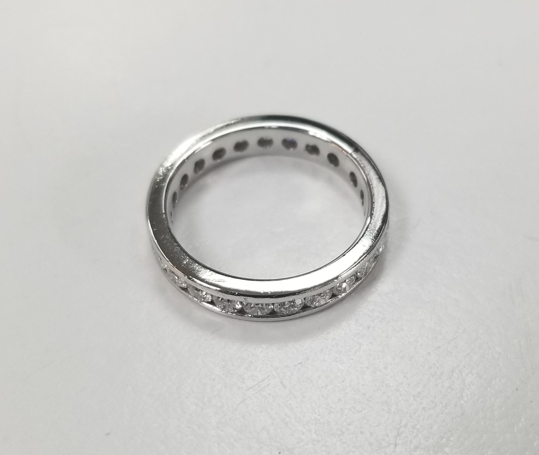 channel set diamond eternity ring platinum