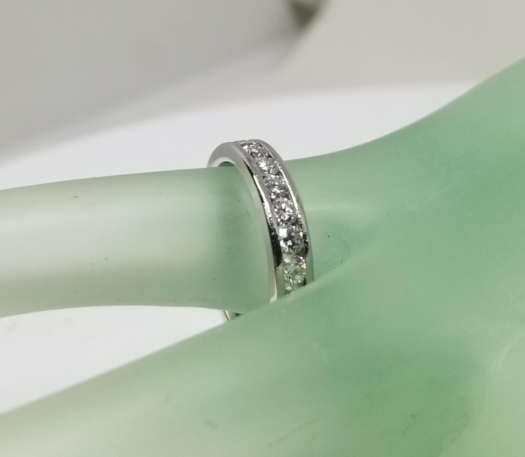 Platinum Diamond Channel Set Eternity Ring In Excellent Condition For Sale In Los Angeles, CA