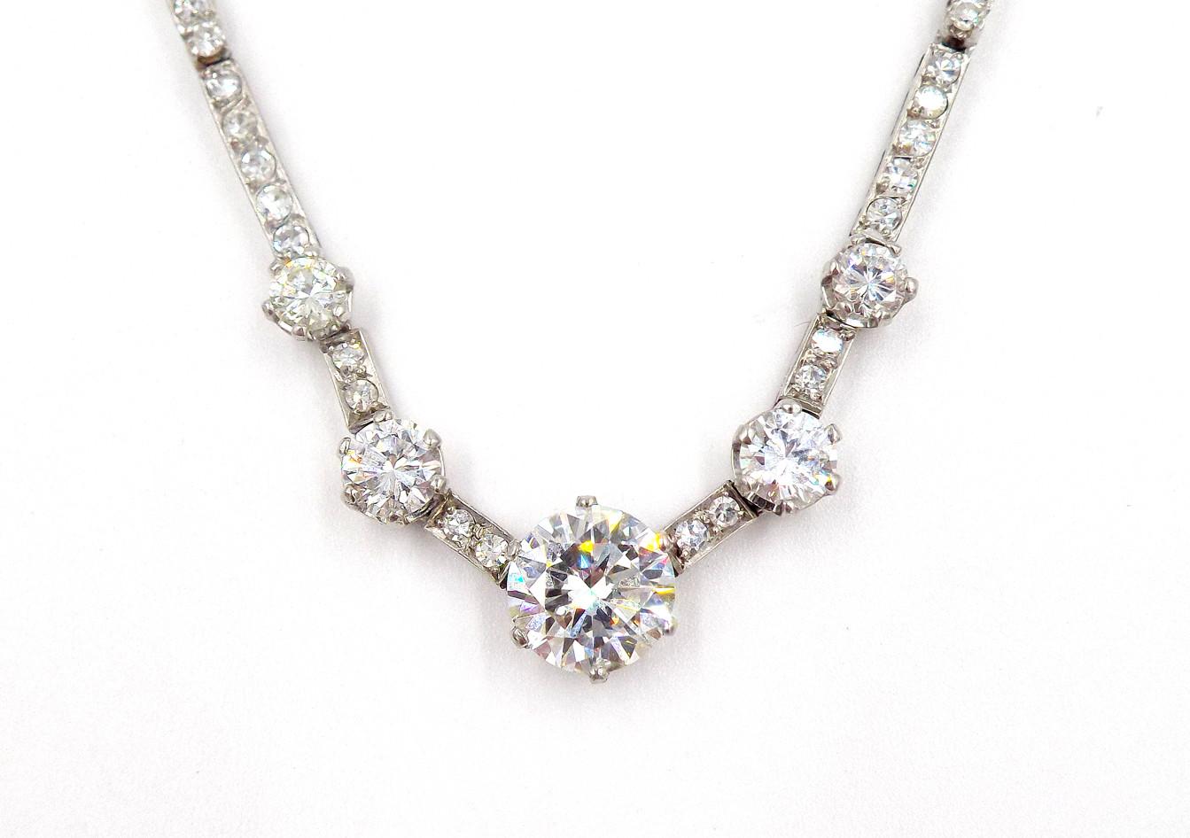 Platinum Diamond Choker Necklace For Sale at 1stDibs