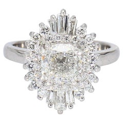 Used Platinum Diamond Cluster Cocktail Ring - Size 4.75