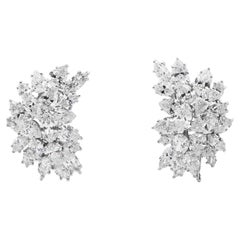 Boucles d'oreilles en platine avec grappe de diamants de 19,00 carats