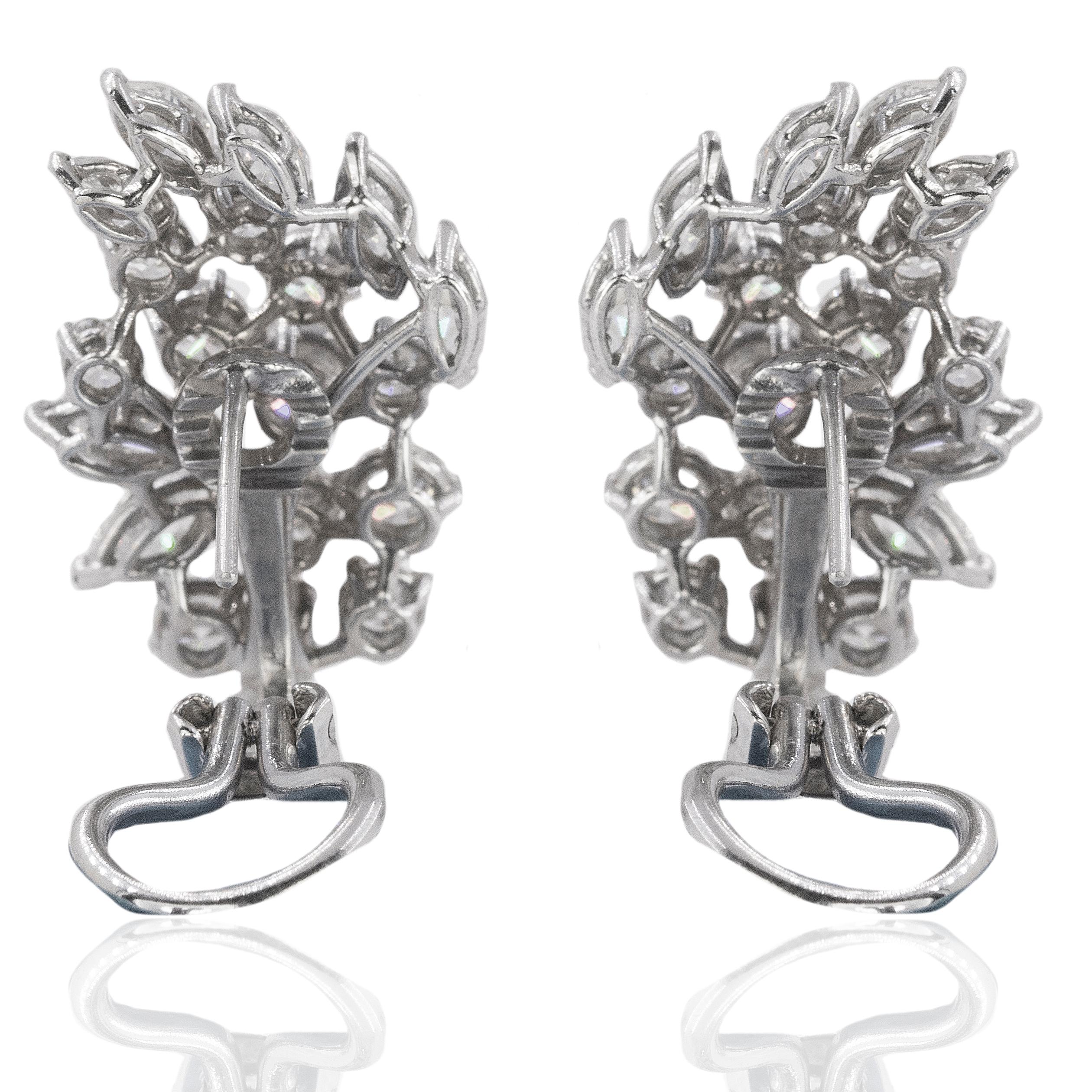 Marquise Cut Platinum Diamond Cluster Earrings