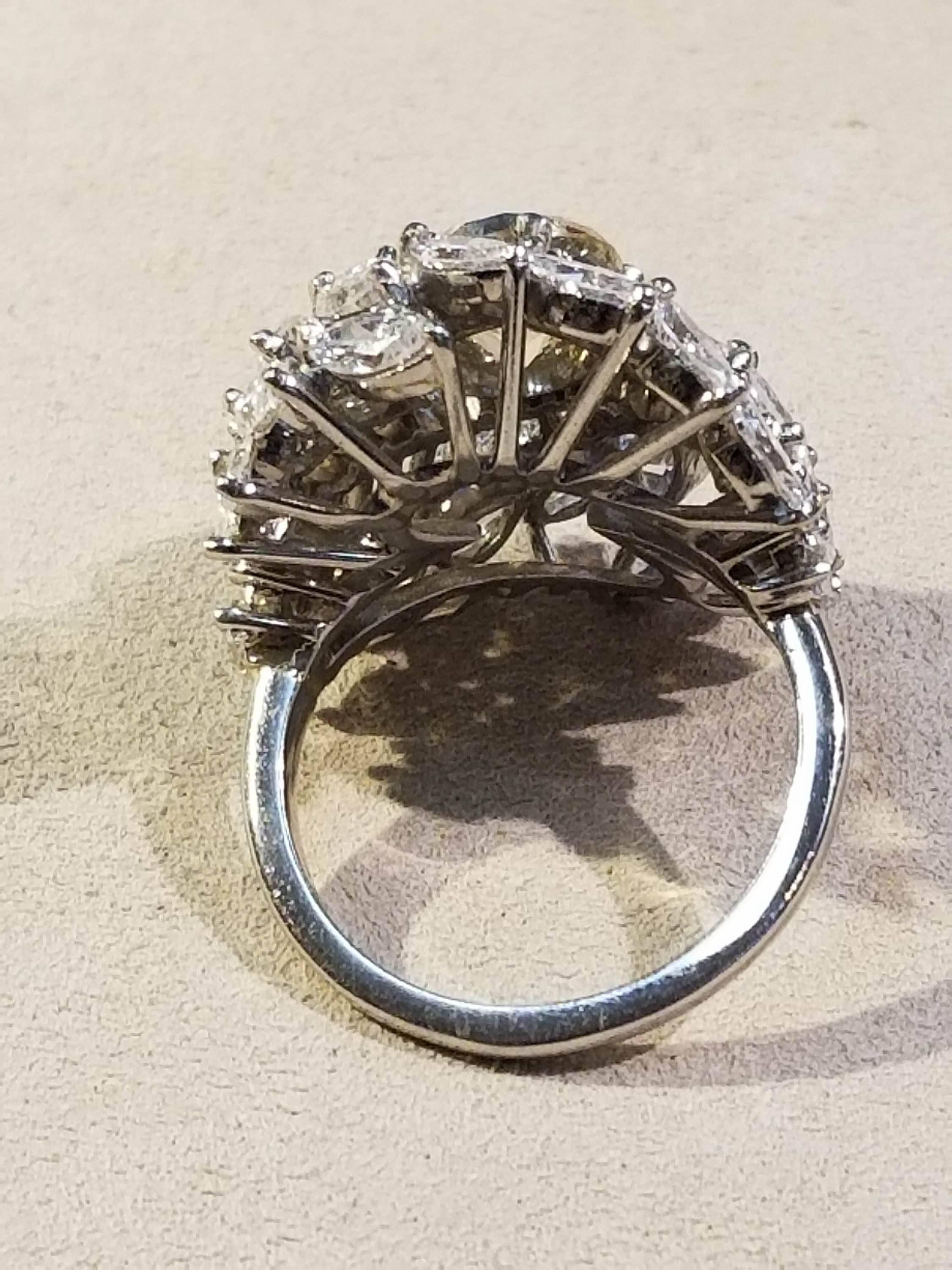 Women's Platinum Diamond Cluster Ring For Sale