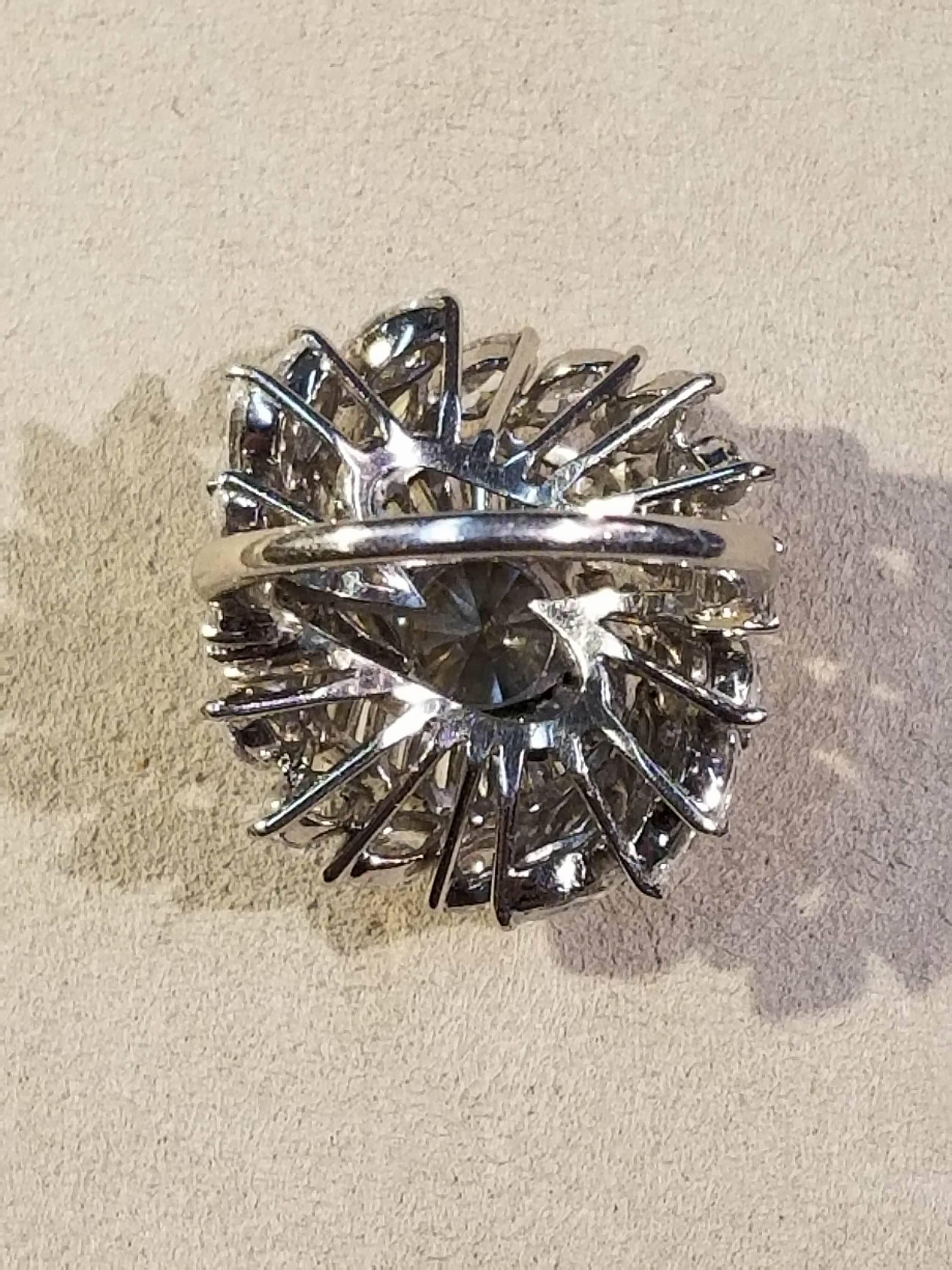 Platinum Diamond Cluster Ring For Sale 2