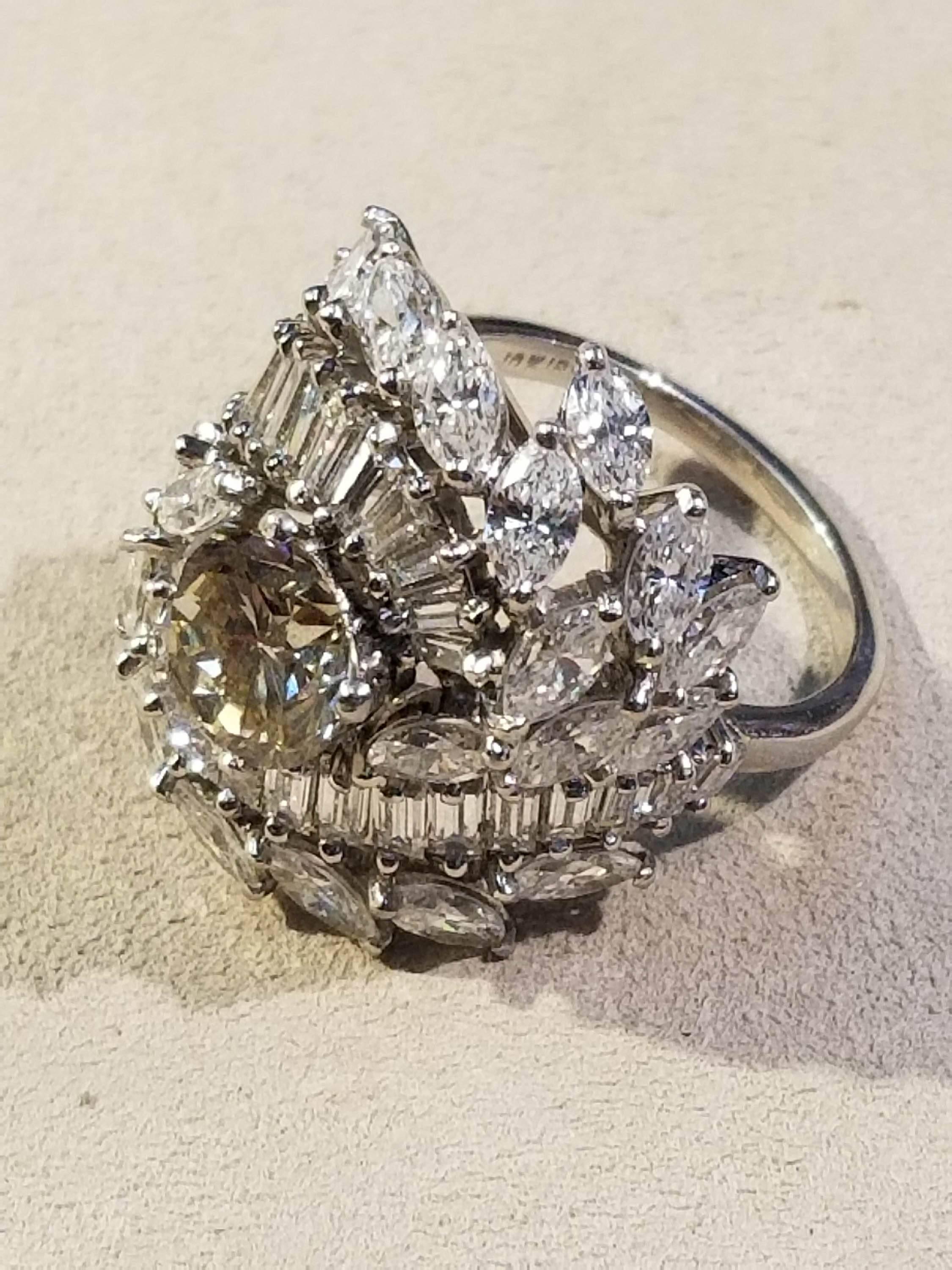 Platinum Diamond Cluster Ring For Sale 3