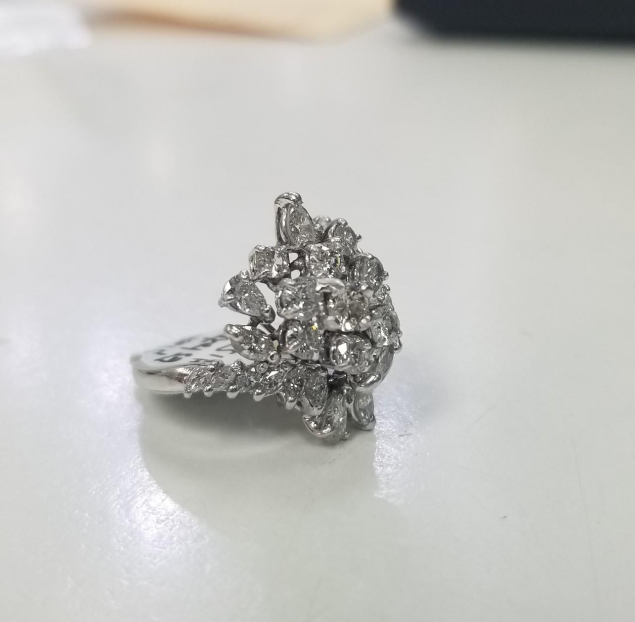 *Motivated to Sell – Please make a Fair Offer*
Specifications:
Pre-Owned (Great condition)
Metal: Platinum
Weight: 8.4 Gr
Main Stone: Marquise, Pear, Round and Baguette Cut Diamonds
Side stones: Approx. 3.10cts. Diamonds G VS1-2
Size: 6.25 US






