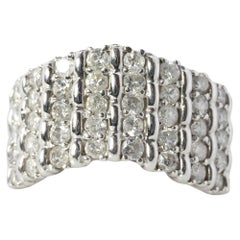 Anillo de platino con racimo de diamantes Wave PT900 1ctw diamantes en 4 filas Anillo con incrustaciones