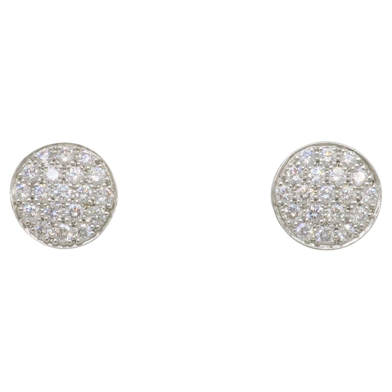 Platinum Diamond Cluster Stud Earrings
