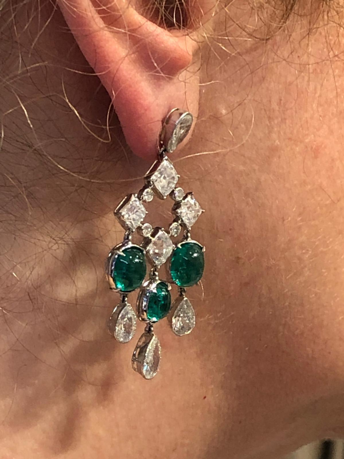 platinum and emerald earrings