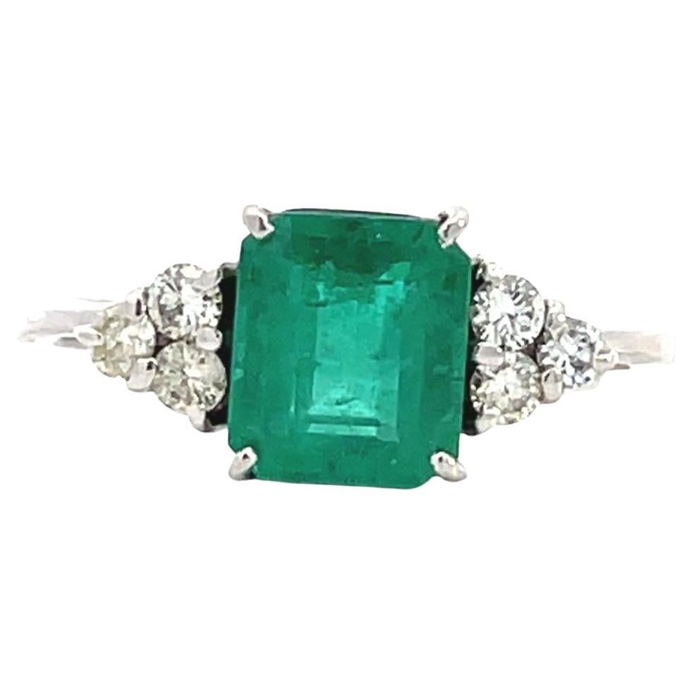 Platinum Diamond Colombian Emerald Ring