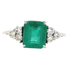 Platinum Diamond Colombian Emerald Ring