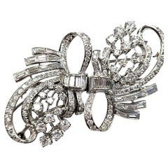 Platinum Diamond Convertible Bow Brooch Double Clip 16 Carats Edwardian