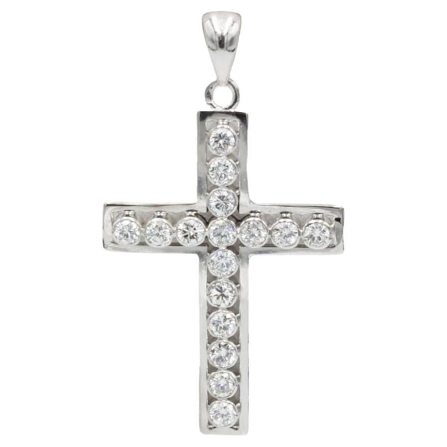 Pendentif croix en platine et diamant - Elegance et Timeless