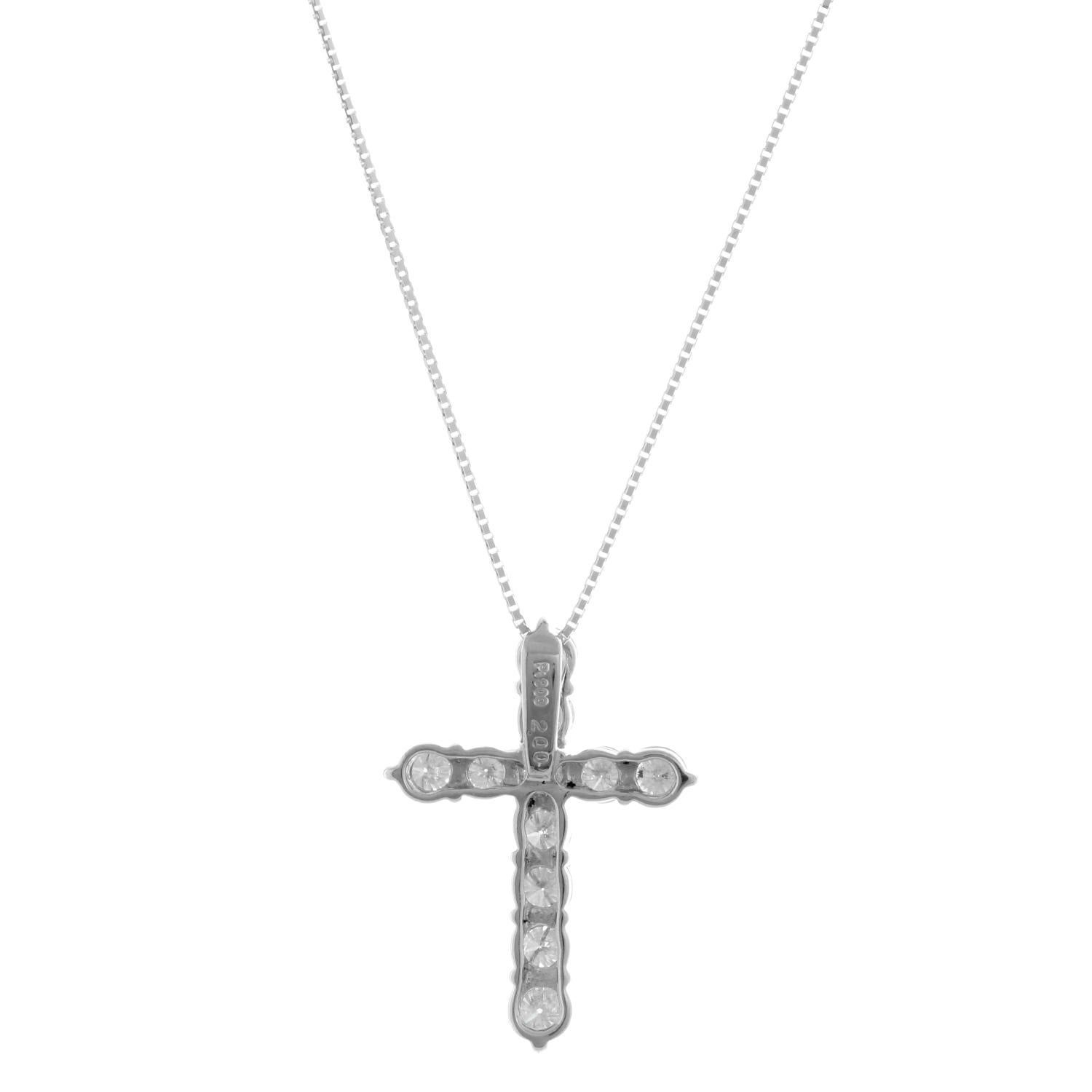 platinum diamond cross necklace