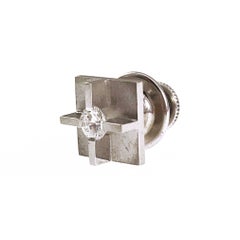 Platinum Diamond Cross Tie Tack, 0.25ct Round Diamond, Japan, 1980