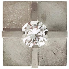 Platinum Diamond Cross Tie Tack, 0.25ct Round Diamond, Japan, 1980