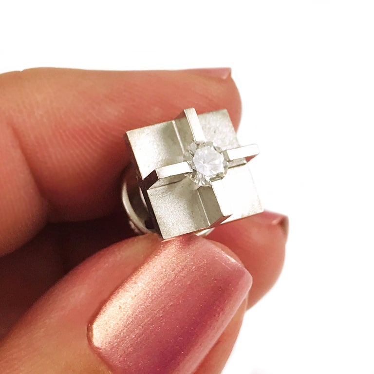 Platinum Diamond Cross Tie Tack For Sale at 1stdibs