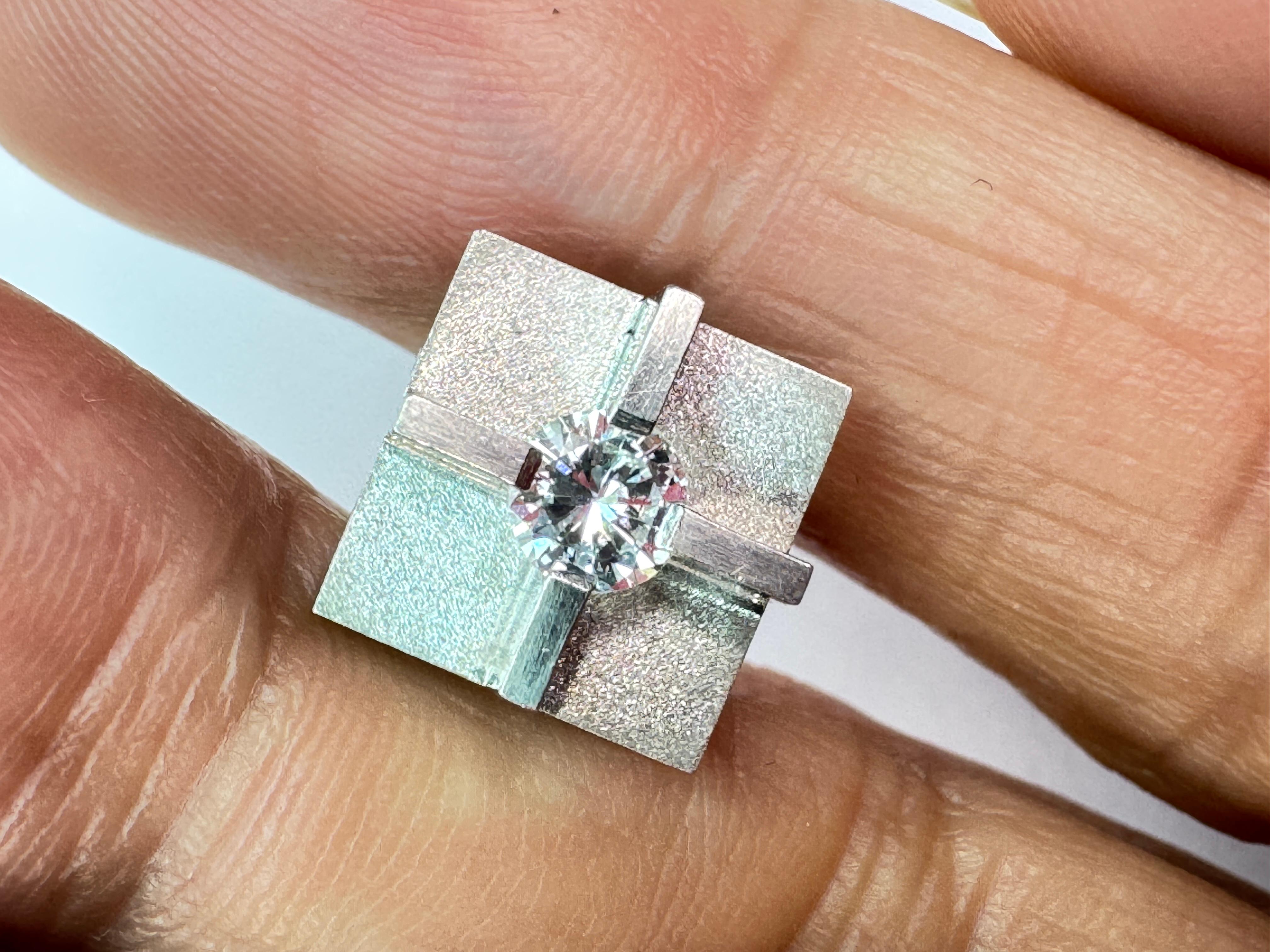 Women's or Men's Platinum Diamond Cross Tie Tack For Sale