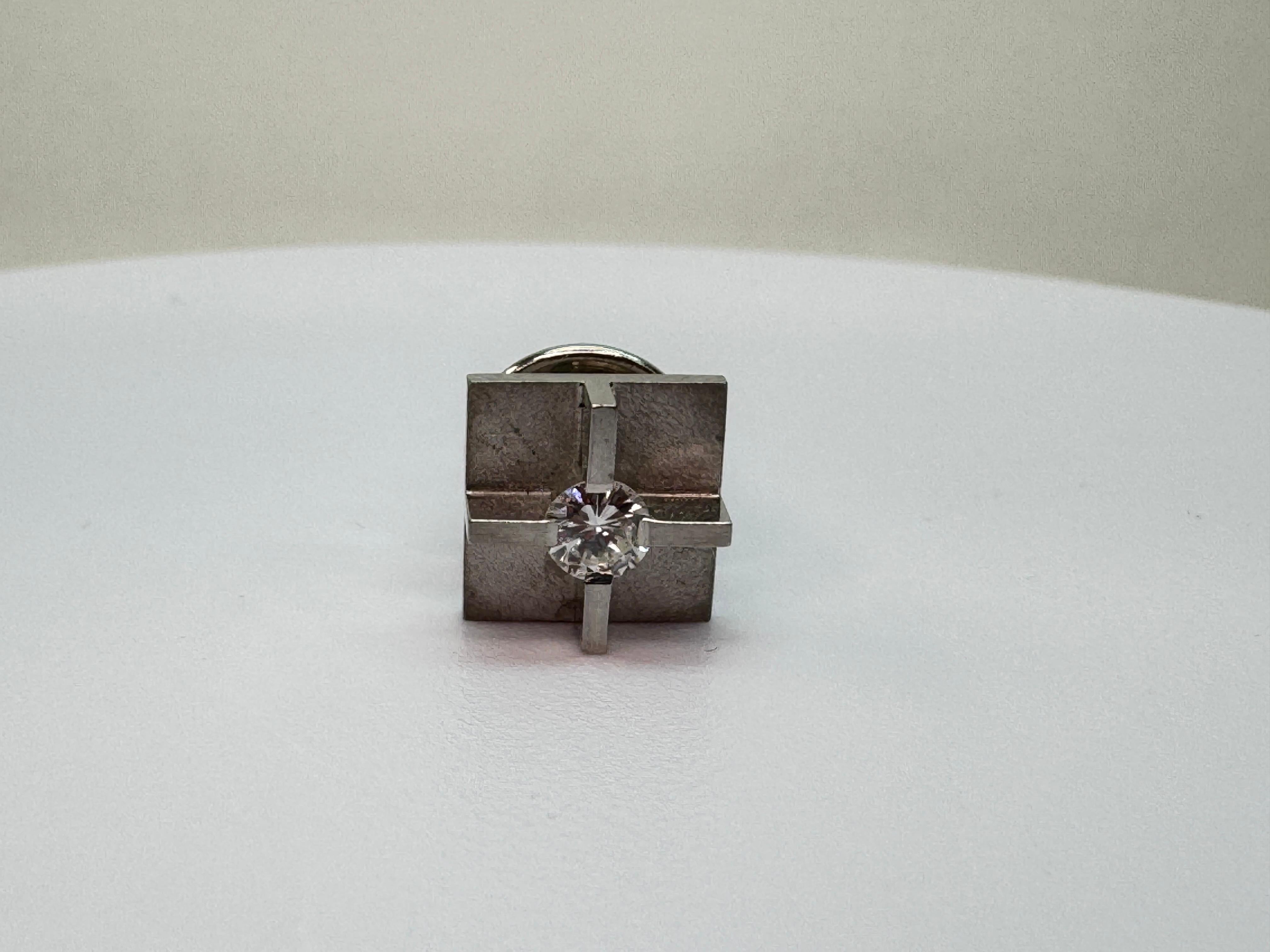 Platinum Diamond Cross Tie Tack For Sale 1