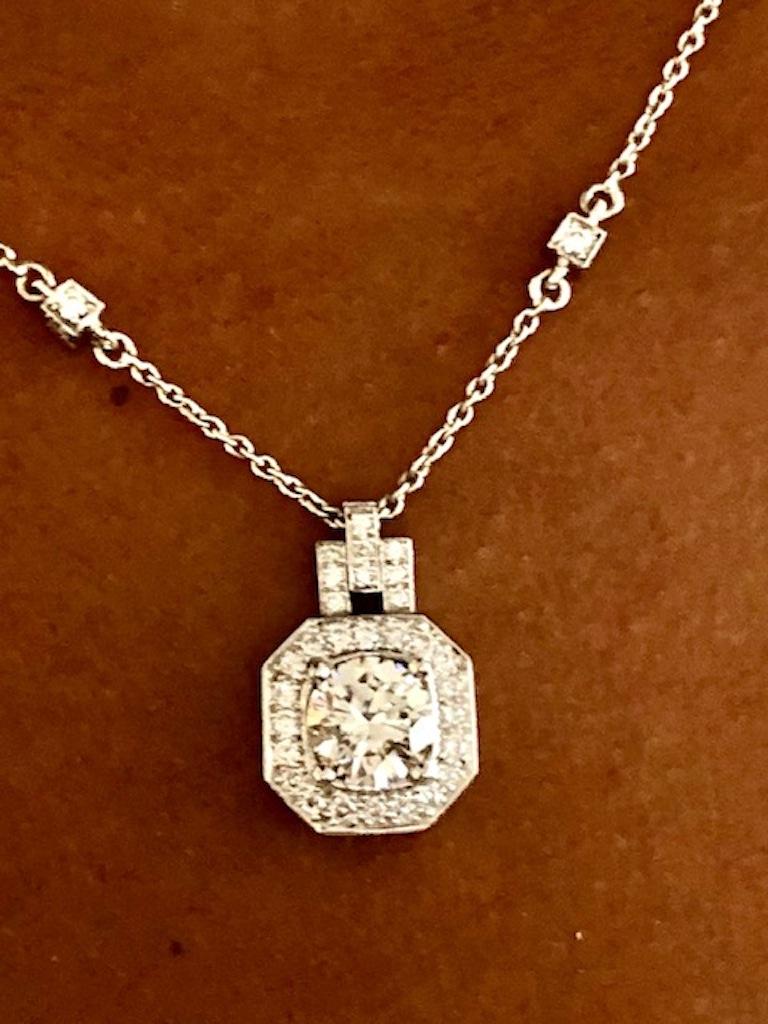 Platinum Diamond Cube Pendant Necklace For Sale 4